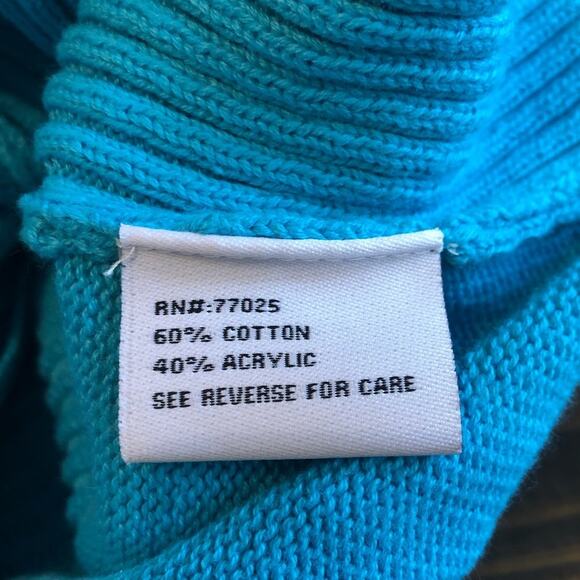 Liz Lange Cardigan Sweater Women’s Size Medium Turquoise Zip Up Coastal Cotton - Picture 8 of 9